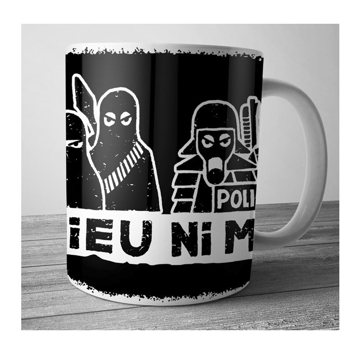 Mug Dolmen in Black ni dieu ni maître noir