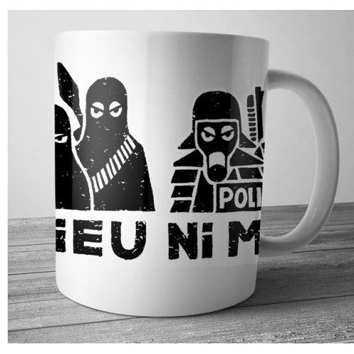 Mug Dolmen in Black ni dieu ni maître blanc