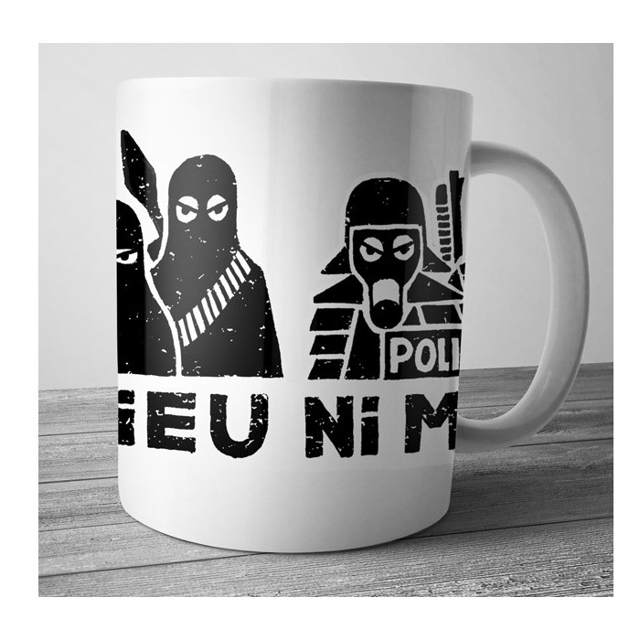 Mug Dolmen in Black ni dieu ni maître blanc